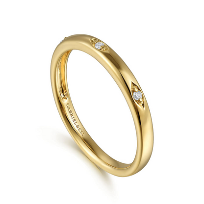 14K Yellow Gold Diamond Stackable Ladies Ring