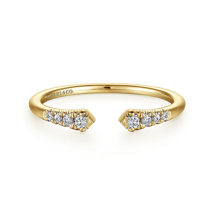 14K Yellow Gold Split Diamond Stackable Ring