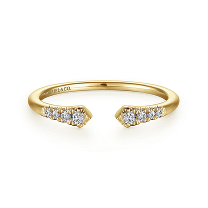 14K Yellow Gold Split Diamond Stackable Ring