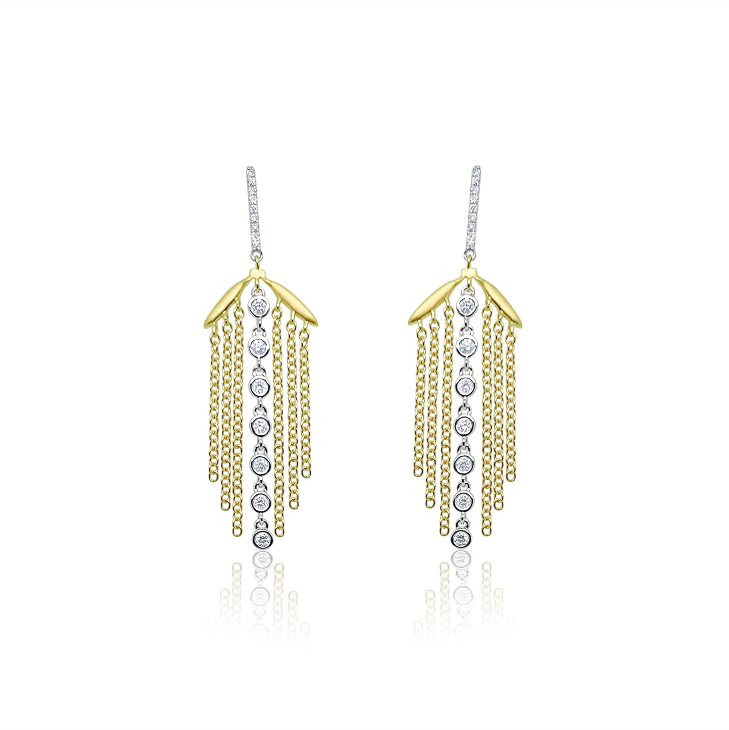 Meira T Designs | 14K Yellow Gold and Diamond Chain Earrings