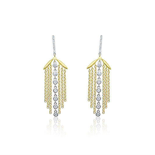 Meira T Designs | 14K Yellow Gold and Diamond Chain Earrings