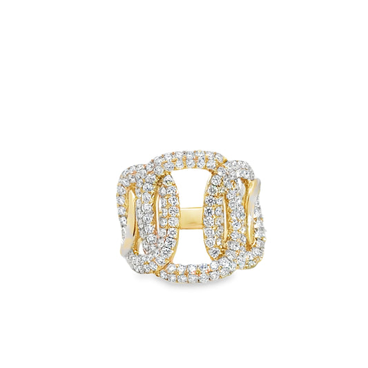 14K Yellow Gold Diamond Link Ring - 1.80 Carats