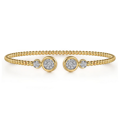 14K White and Yellow Gold Diamond Bujukan Bangle
