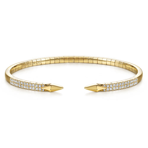 14K Yellow Gold Diamond Split Spear Bangle – Kaslique Collection (.48 CTW)