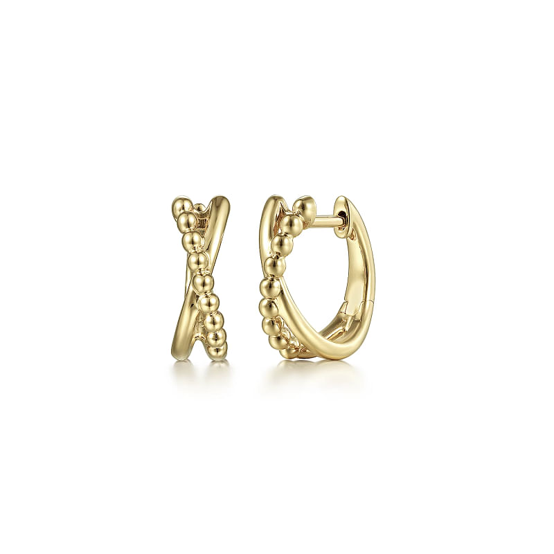 14K Yellow Gold Bujukan Twisted Huggie Earrings