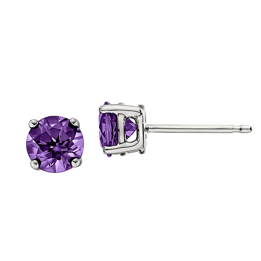 David Connolly | Classic Birthstone Stud Earrings with Amethyst