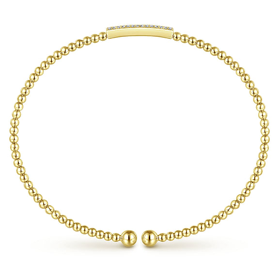 14K Yellow Gold Bujukan Bead Bangle with Diamonds