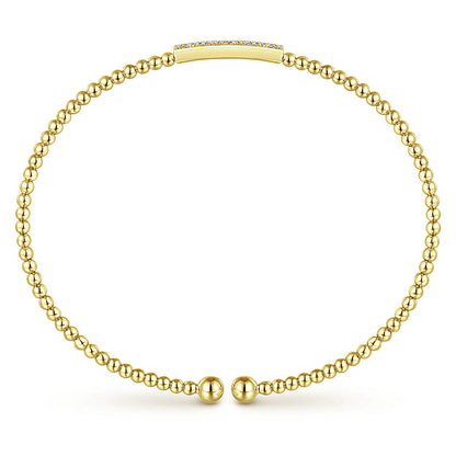 14K Yellow Gold Bujukan Bead Bangle with Diamonds