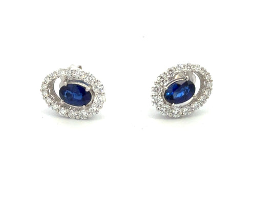 18K White Gold Sapphire and Diamond Earrings