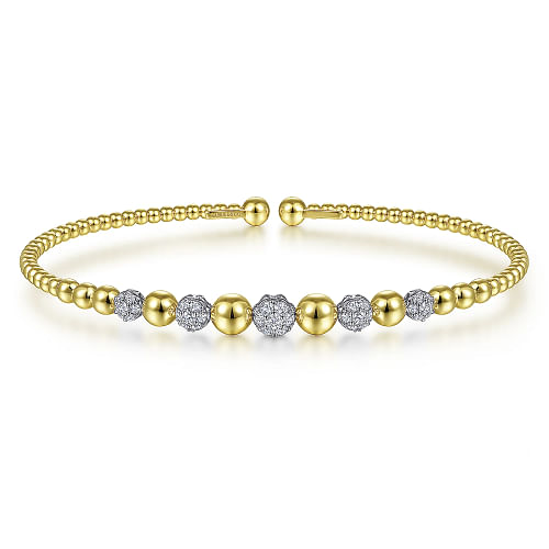 14K White-Yellow Gold Bujukan Diamond Cuff Bracelet