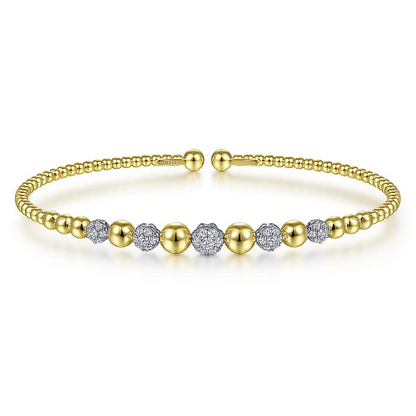 14K White-Yellow Gold Bujukan Diamond Cuff Bracelet