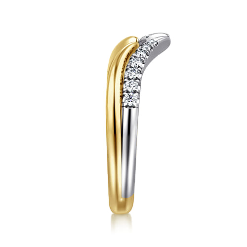 14K White-Yellow Gold U-Setting Diamond Open Anniversary Band (.15 CTW)