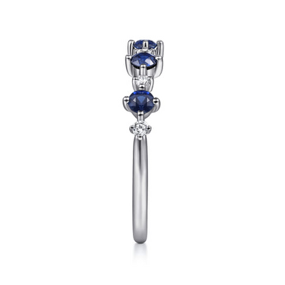 14K White Gold Alternating Diamond and Sapphire Ring (.09 CTW Diamonds / .42 CTW Sapphires)