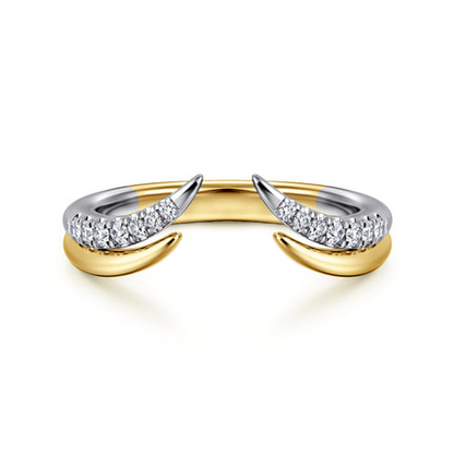 14K White-Yellow Gold U-Setting Diamond Open Anniversary Band (.15 CTW)
