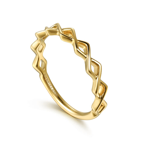 14K Yellow Gold Rhombus Shape Stackable Ring – Kaslique Collection