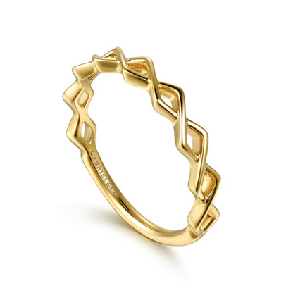 14K Yellow Gold Rhombus Shape Stackable Ring – Kaslique Collection