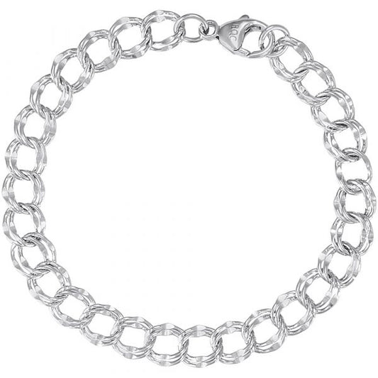 Large Double Link Dapped Curb Classic Bracelet - 7"