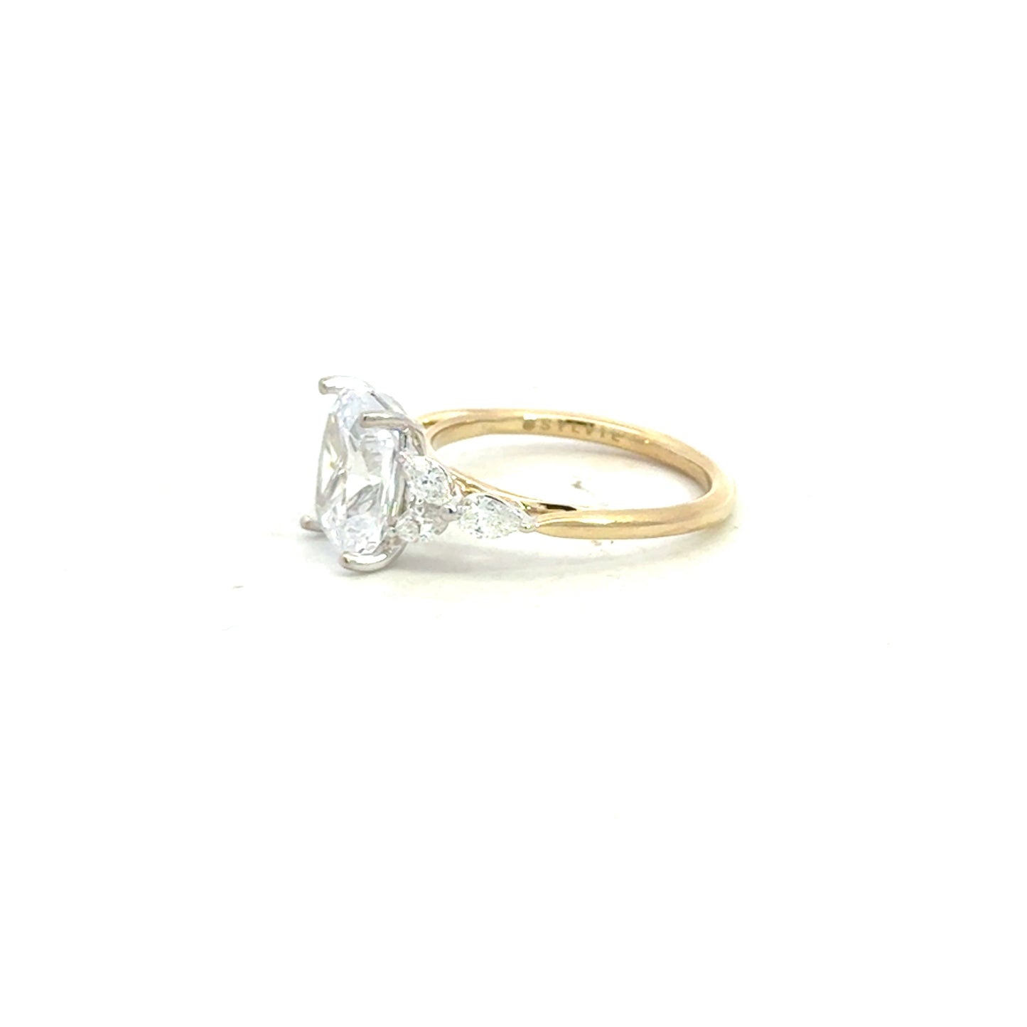 14K Two Tone Cushion Diamond Engagement Ring - 0.48 Carats