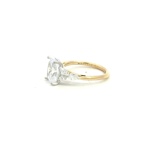 14K Two Tone Cushion Diamond Engagement Ring - 0.48 Carats