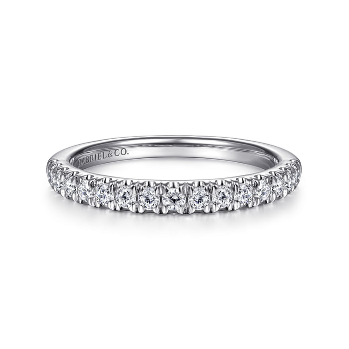 14K White Gold Diamond Stackable Band