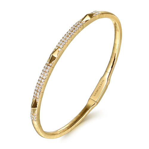 14K Yellow Gold Diamond Pyramid Rhombus Station Bangle – Kaslique Collection (.52 CTW)