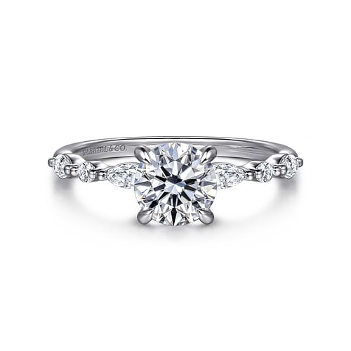 14K White Gold Round Diamond Engagement Ring