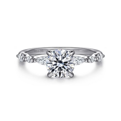 14K White Gold Round Diamond Engagement Ring