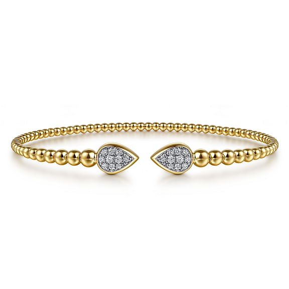 14K Yellow Gold Bujukan Pave Diamond Split Bangle Bracelet