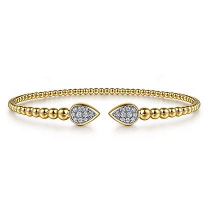 14K Yellow Gold Bujukan Pave Diamond Split Bangle Bracelet