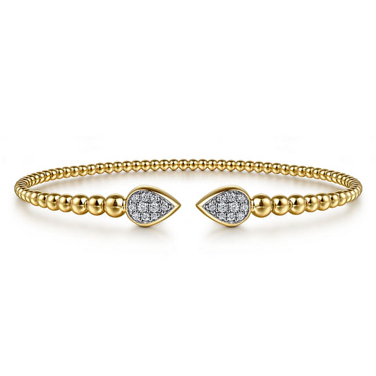 14K Yellow Gold Bujukan Pave Diamond Split Bangle Bracelet