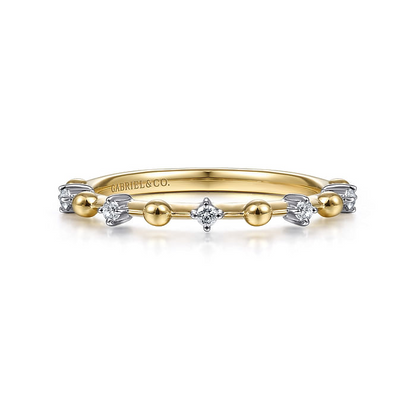 14K Yellow Gold Bujukan and Diamond Station Alternating Ring