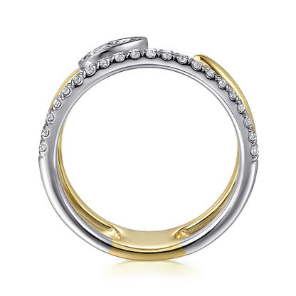 14K White and Yellow Gold Diamond Easy Stackable Ladies Ring