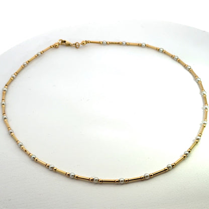 Kirkland Jewelry Estate | Pre-Owned 14K Yellow Gold Tube and Bead Pearl Necklace