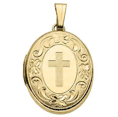 14K Yellow Gold Filled Cross Locket