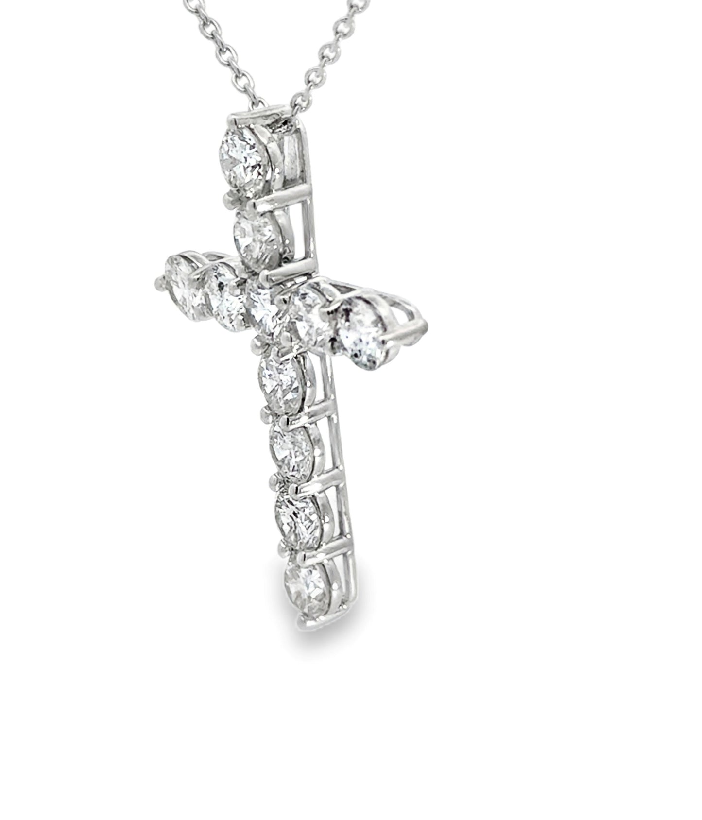 14K White Gold Diamond Cross Pendant - 4.88 Carats