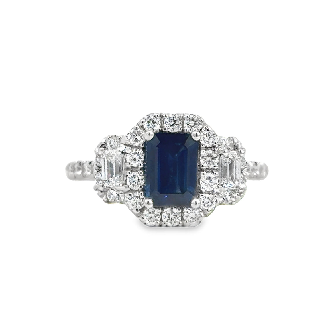 18K White Gold Diamond and Sapphire Ring