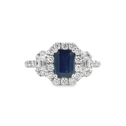 18K White Gold Diamond and Sapphire Ring