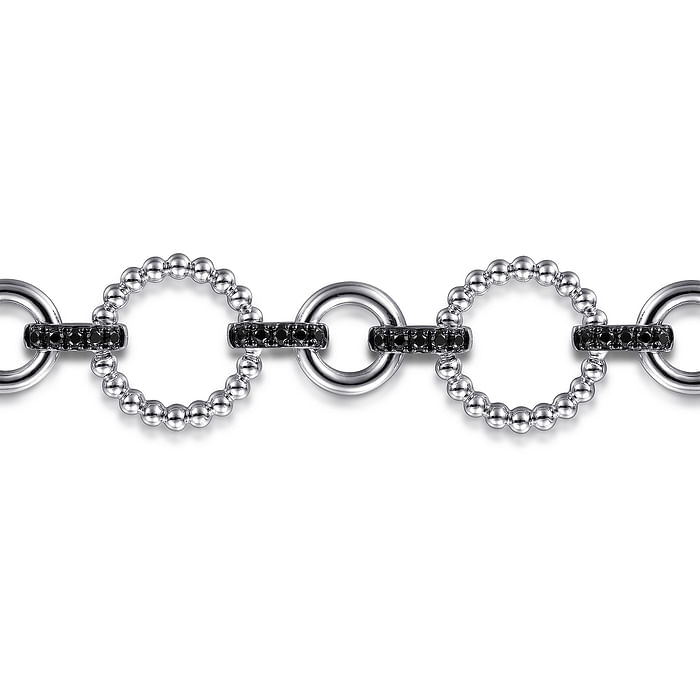 925 Sterling Silver Black Spinel Bujukan Link Tennis Bracelet