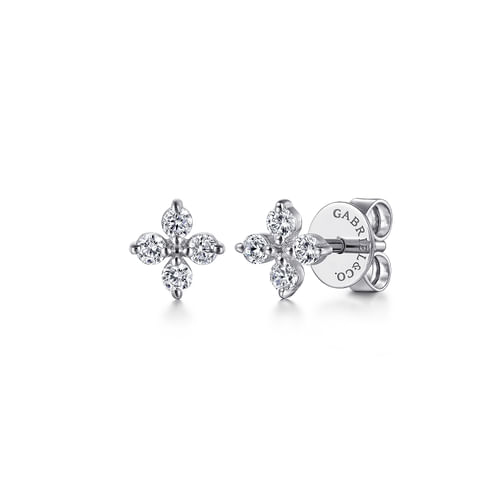 14K White Gold Diamond Stud Earrings