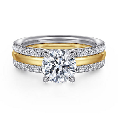 14K White and Yellow Gold Diamond Engagement Ring – Contemporary Collection (.50 CTW)