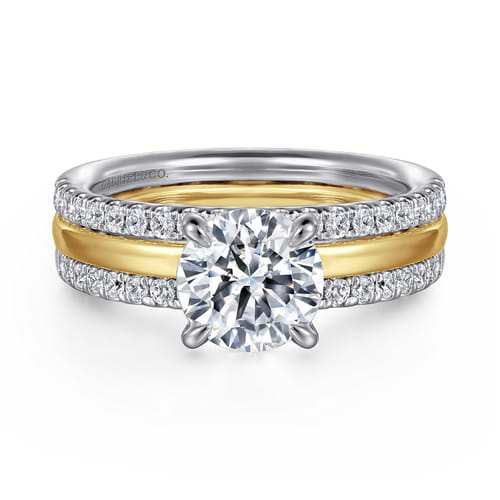 14K White and Yellow Gold Diamond Engagement Ring – Contemporary Collection (.50 CTW)