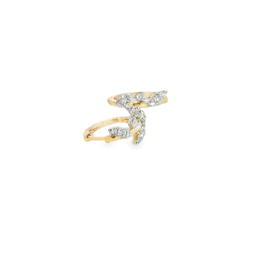 14K Leaf Diamond Earrings