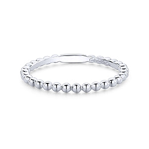 14K White Gold Bujukan Beaded Stackable Ring