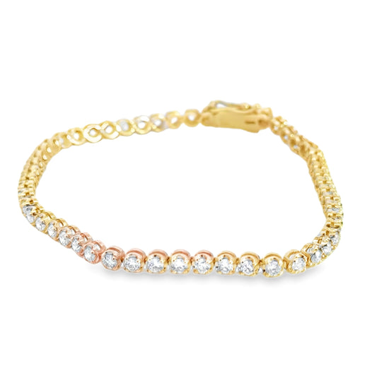 14K Yellow Gold Diamond Tennis Bracelet - 2.70 Carats