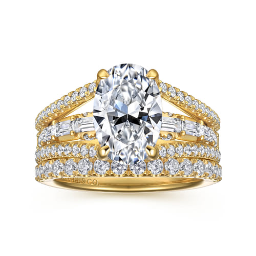 14K Yellow Gold Diamond Engagement Ring – Contemporary Collection (1.03 CTW Accent Diamonds)