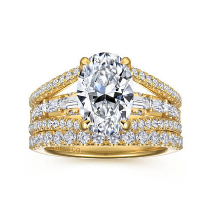 14K Yellow Gold Diamond Engagement Ring – Contemporary Collection (1.03 CTW Accent Diamonds)