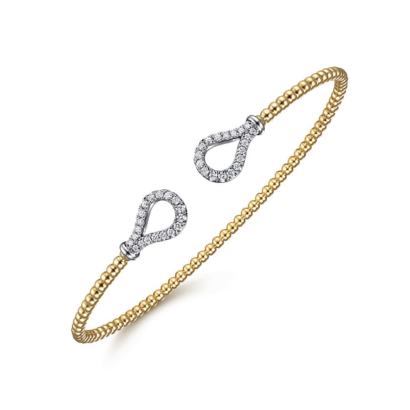 14K Yellow-White Gold Bujukan Diamond Teardrops Bangle