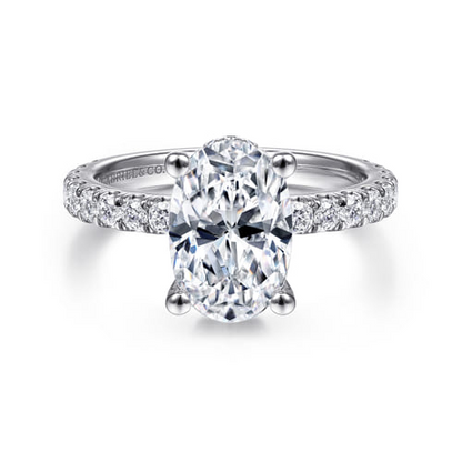 14K White Gold Hidden Halo Engagement Ring