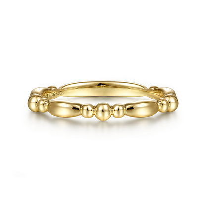 14K Yellow Gold Alternating Bar and Bujukan Bead Stackable Ring