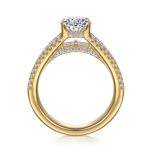 14K Yellow Gold Diamond Engagement Ring – Contemporary Collection (1.03 CTW Accent Diamonds)